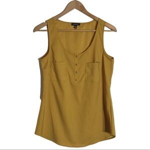 LE CHATEAU mustard yellow tank top buttons front pockets SZ XS